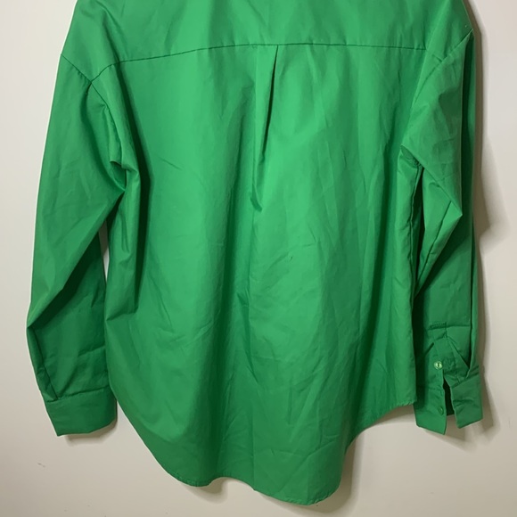 J for Justify KELLY green button shirt one pocket long sleeve womens SZ M - Picture 7 of 13